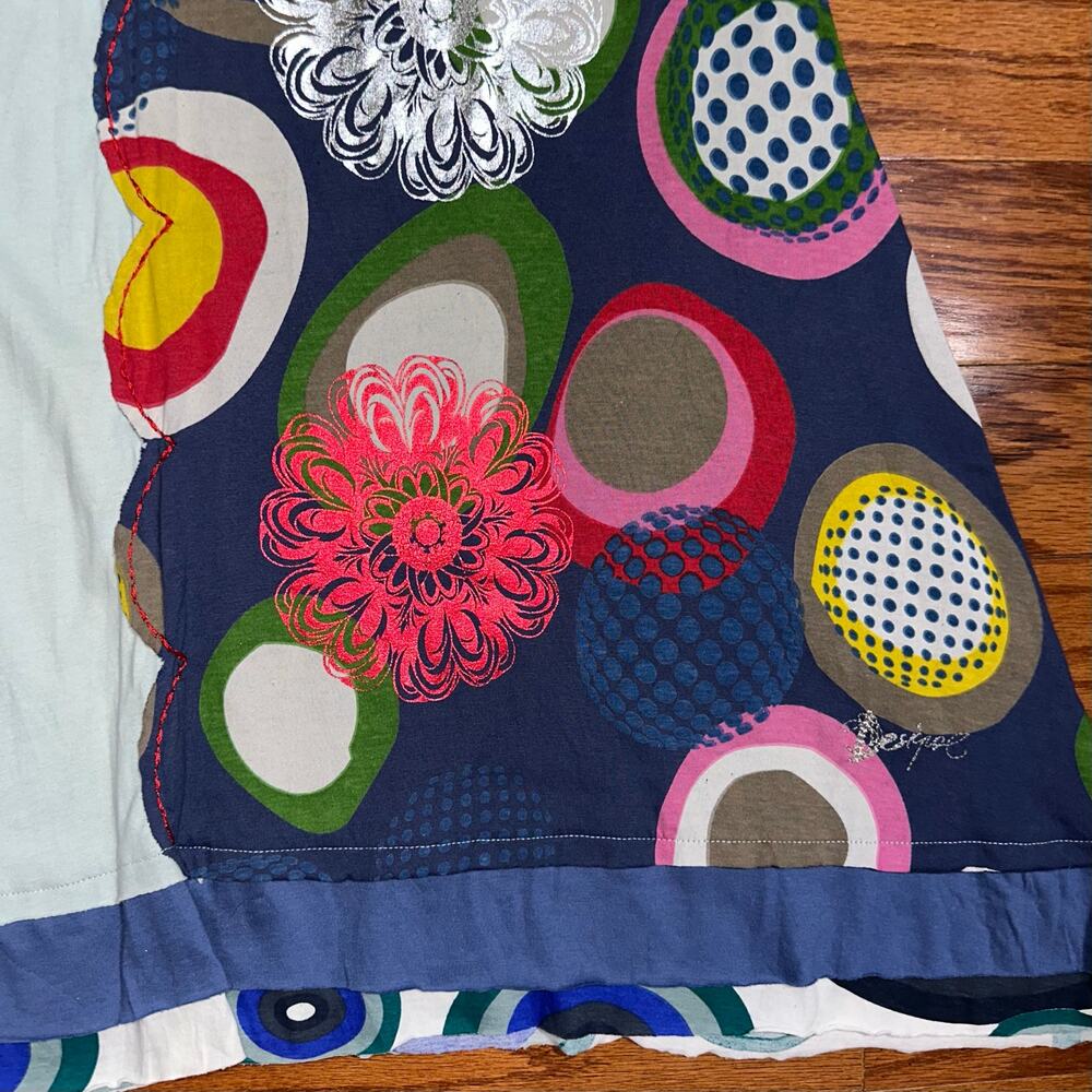 Desigual Colorful Boho Art Embroidered Floral Cotton A-Line Skirt Size Large - Picture 8 of 16